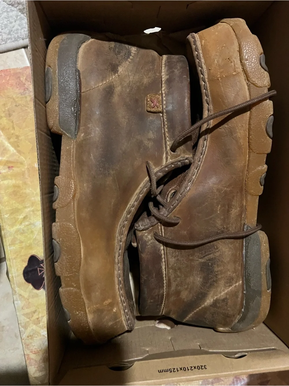 Twisted X Tan and Brown Work Shoe Interior